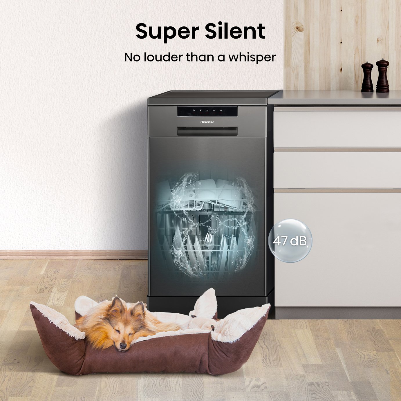 Hisense HS523E15BUK Slimline Dishwasher - Black