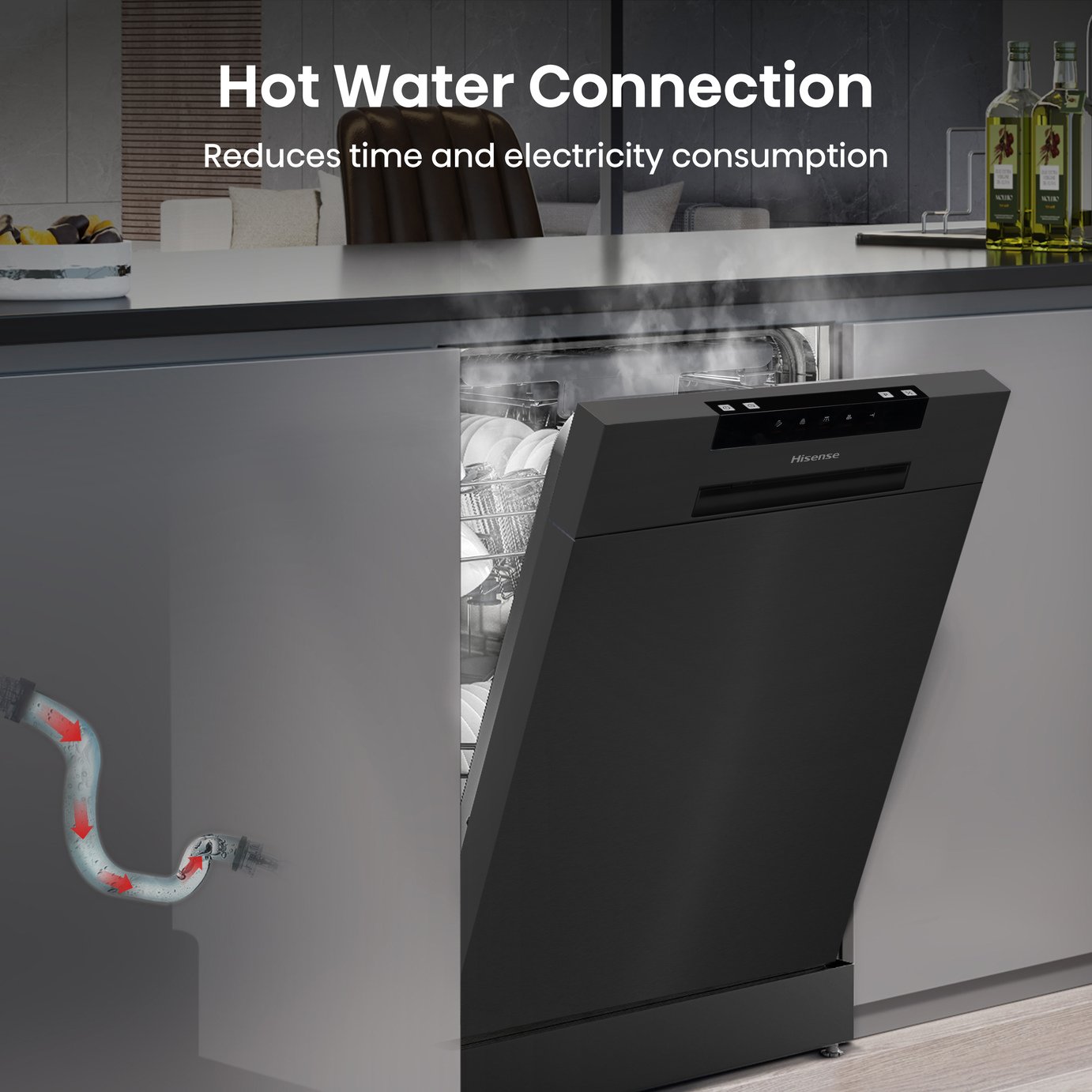 Hisense HS523E15BUK Slimline Dishwasher - Black
