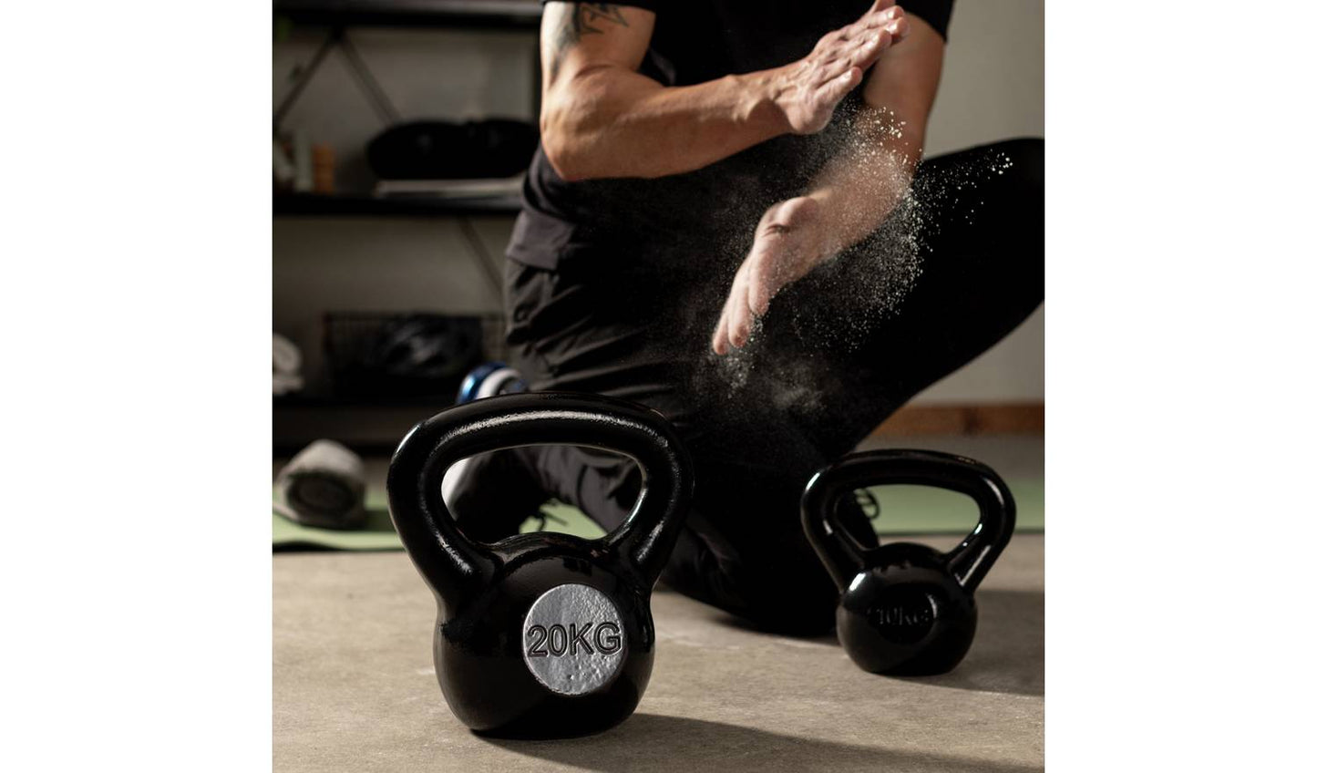 Pro Fitness Cast Iron 20kg Kettlebell - Black