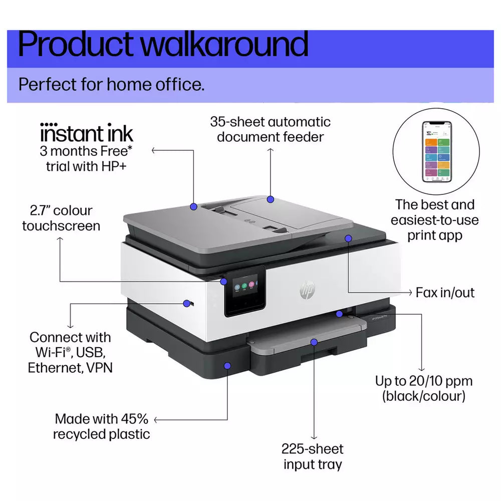 HP OfficeJet Pro 8122e AiO Printer & 3 months of Instant Ink