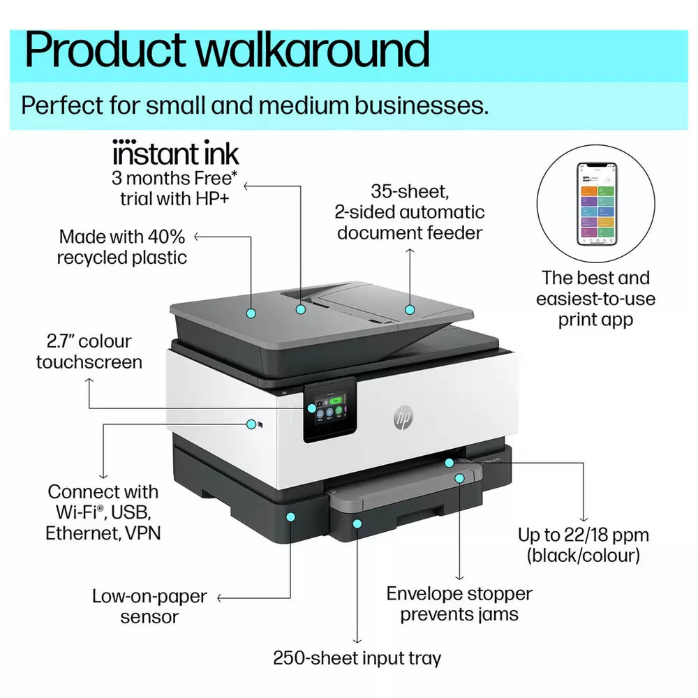 HP OfficeJet Pro 9120e AiO Printer & 3 months of Instant Ink