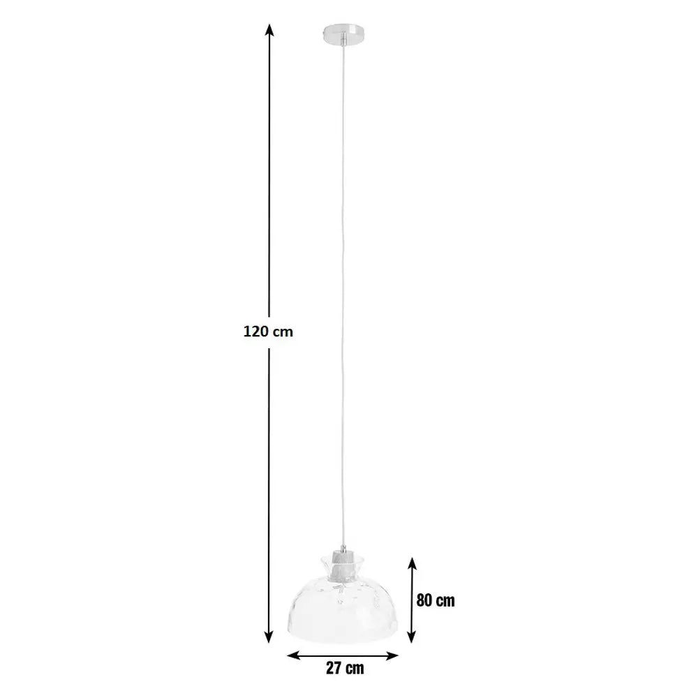 Habitat Vanern Dimple Glass & Wood Pendant Light - Clear