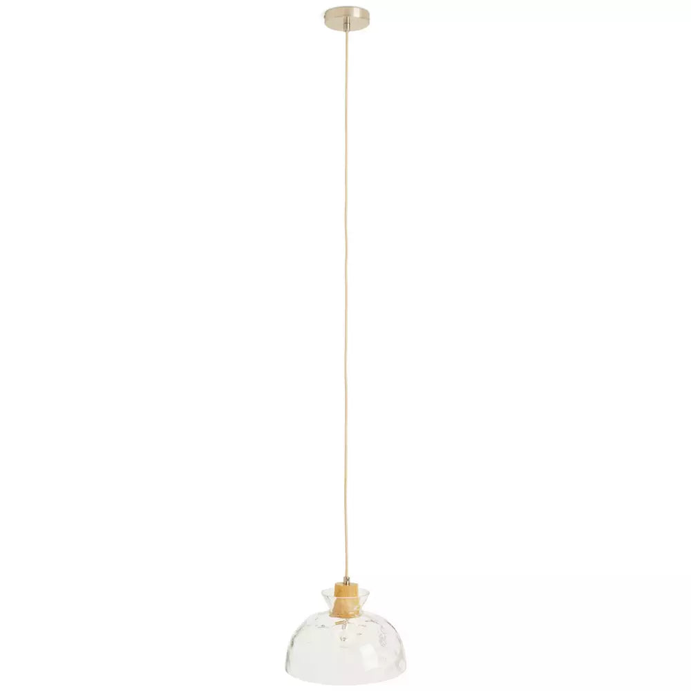 Habitat Vanern Dimple Glass & Wood Pendant Light - Clear