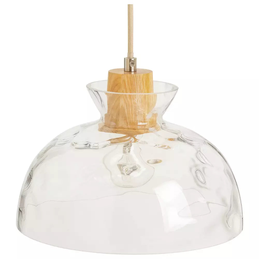 Habitat Vanern Dimple Glass & Wood Pendant Light - Clear