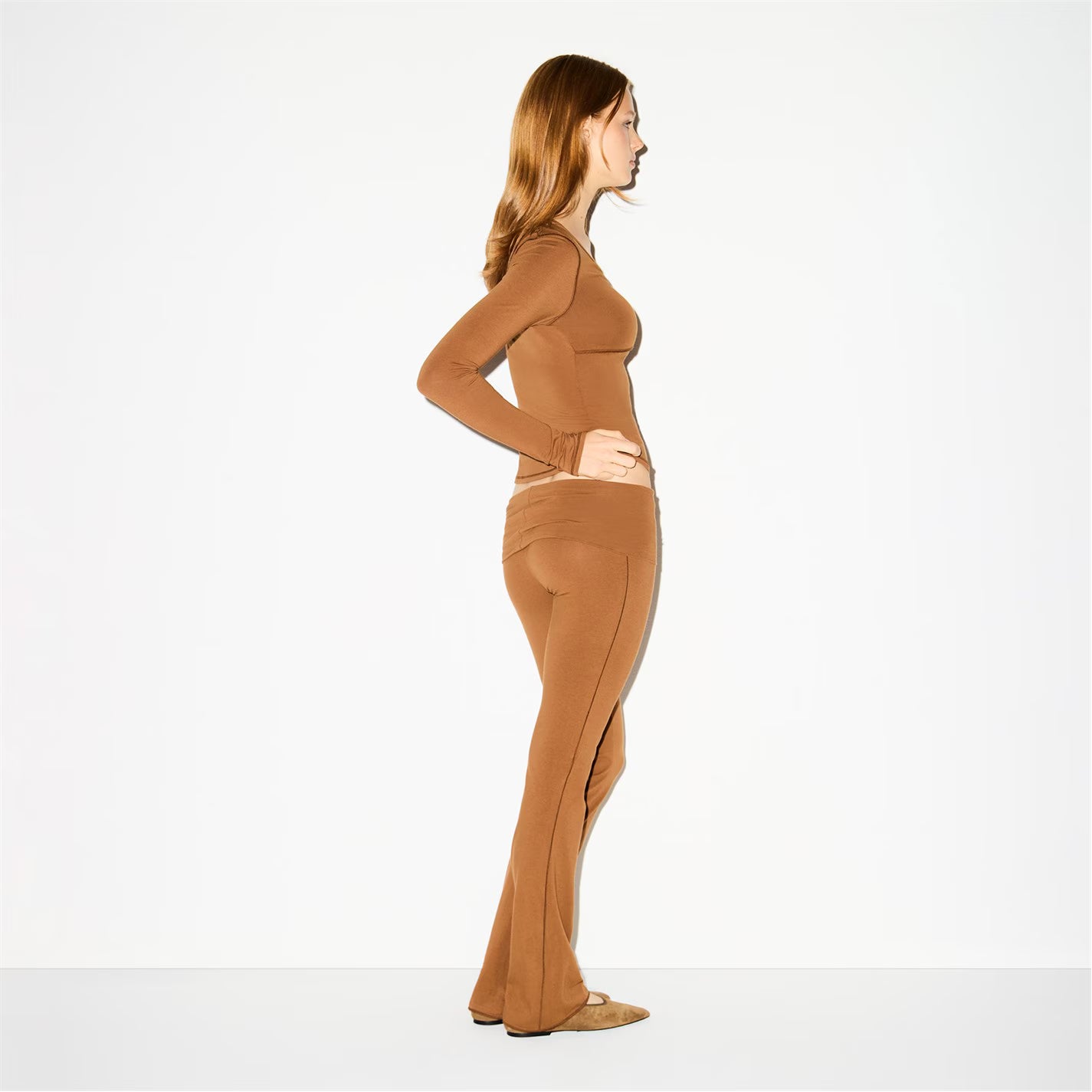 Womens Cotton Jersey Foldover Pant