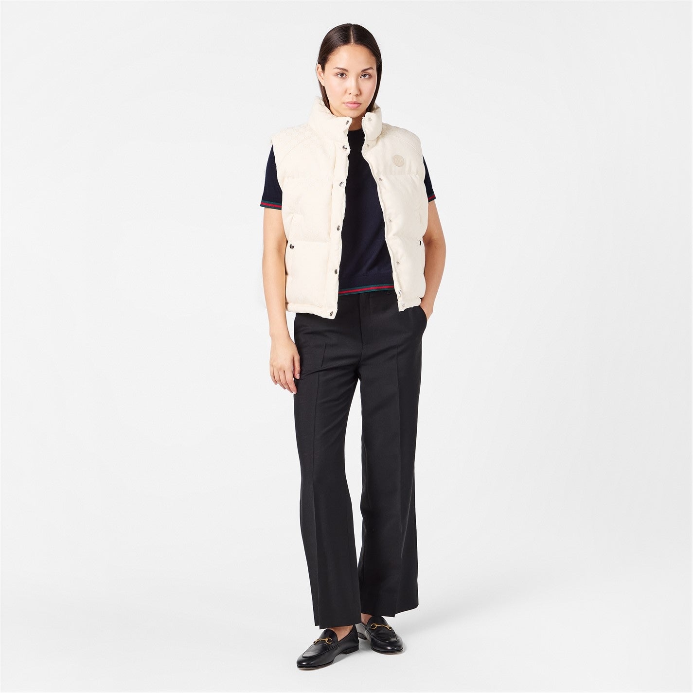 Women's Canvas Cotton Feather Down Stand Collar Gilet
