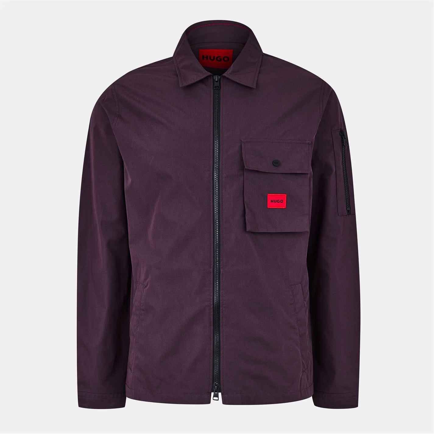 Men's Emmond Red Cotton Long Sleeve Zip Overshirt