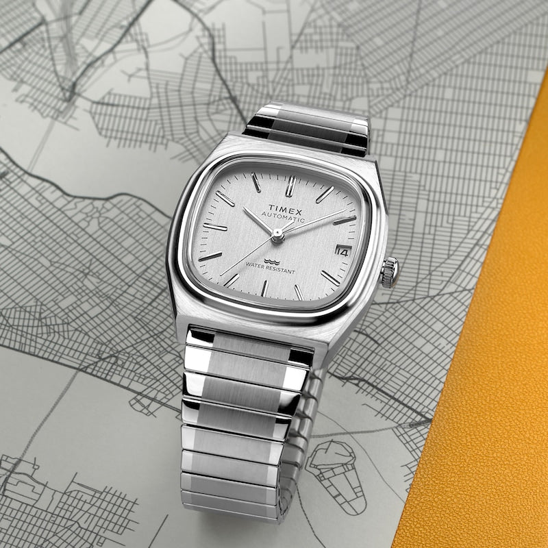 Timex Automatic 1983 E Line Reissue 34mm Stainless Steel Expansion Band Watch