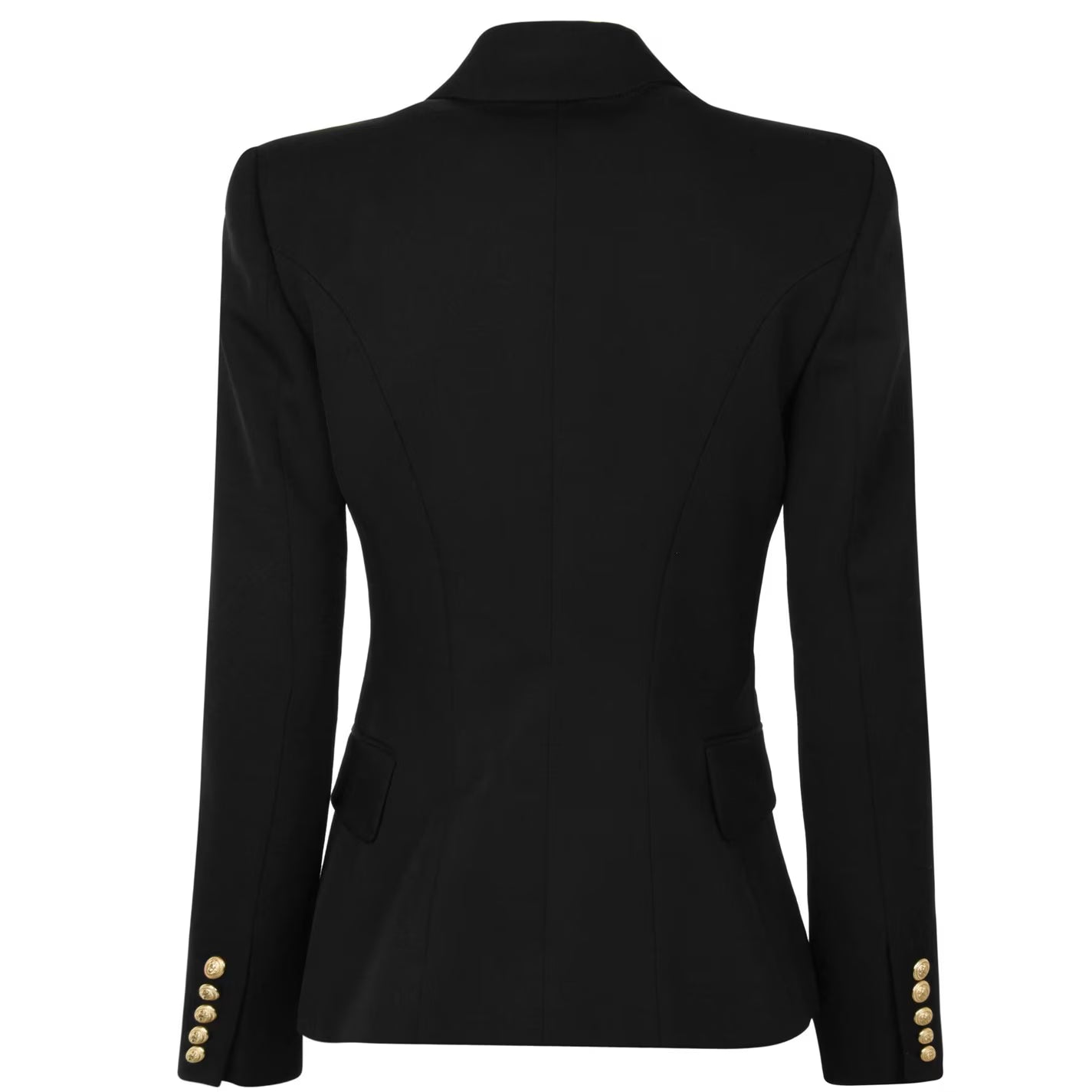 Women's Double Breasted Wool Long Sleeve Gold-Tone Button Blazer