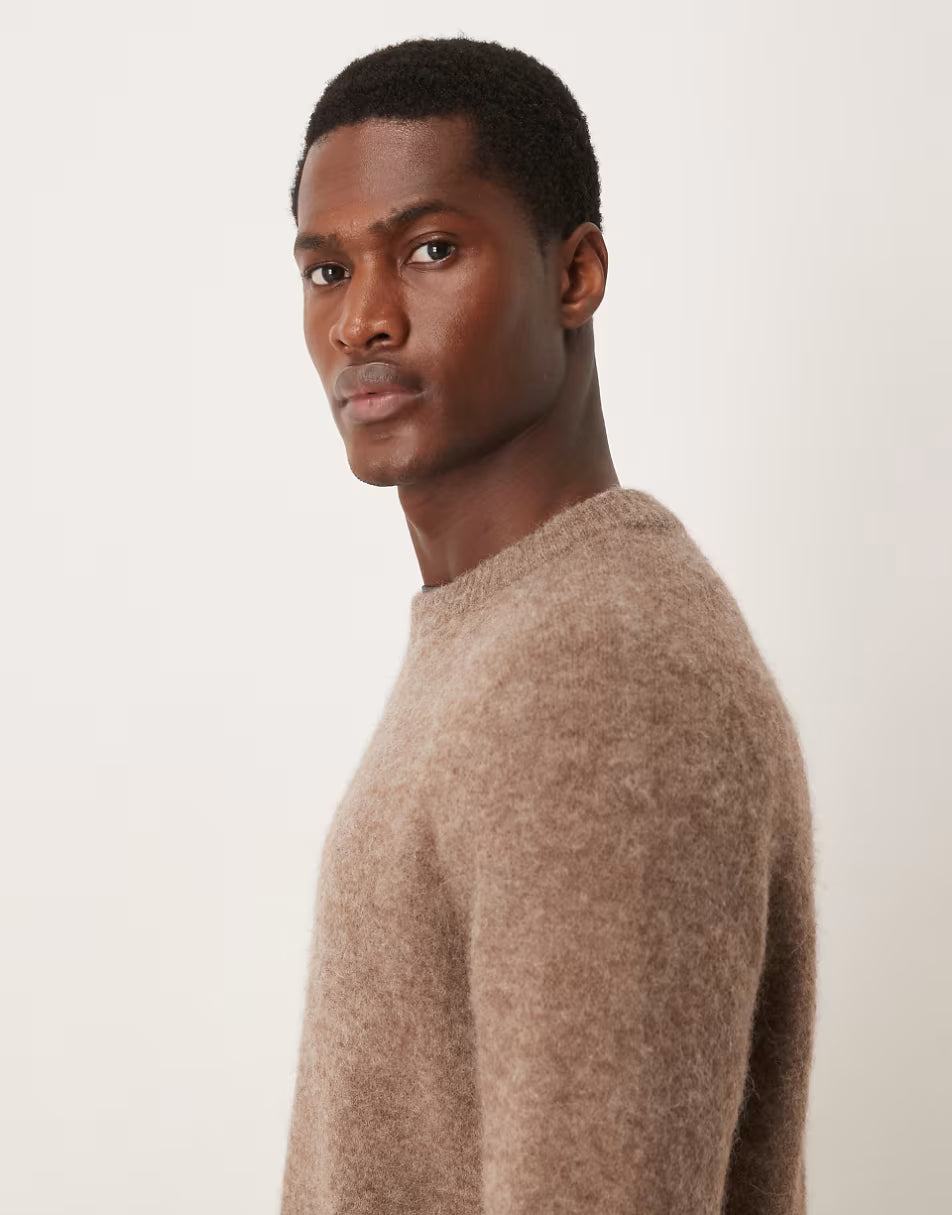 ARKET alpaca and wool jumper with crew neck in mole brown