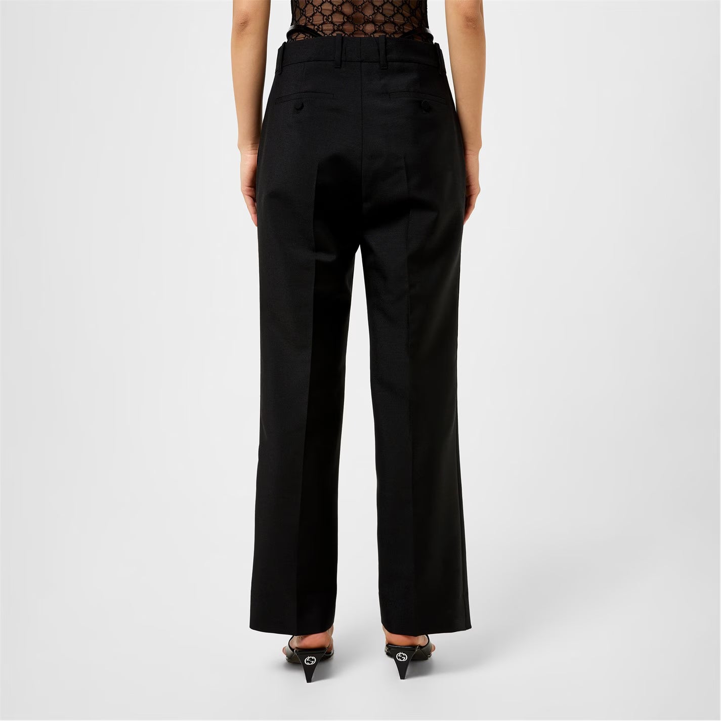 Women's Plain Mohair Cutout Tailored Trousers