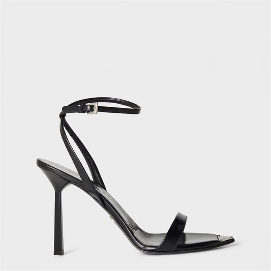 Metallic leather high-heeled sandals
