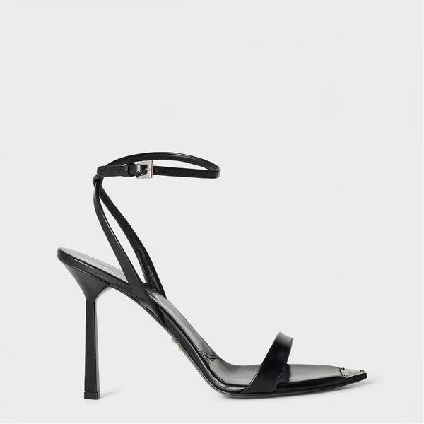 Metallic leather high-heeled sandals