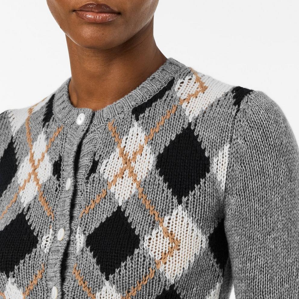Prada Women's Argyle Fine Knit Cardigan