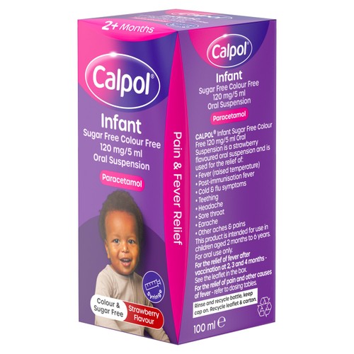 Calpol Infant Sugar Free & Colour Free Oral Suspension Strawberry 2+ Months