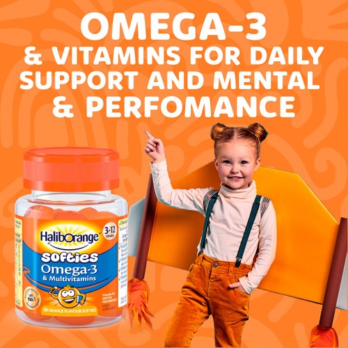 Haliborange Kid's Softies Omega-3 & Multivitamin Orange Gummies 3-12yrs