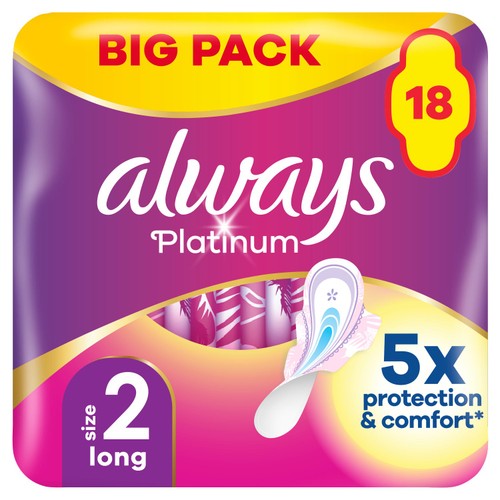 Always Platinum Long Sanitary Towels Wings Size 2