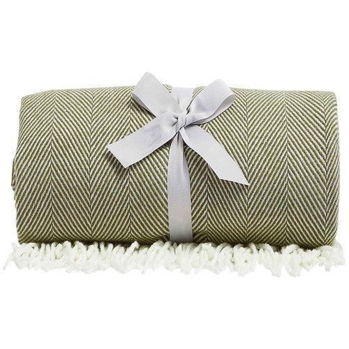 M&S Herringbone Throw, Olive
