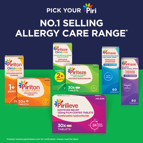 Piriteze Hayfever & Allergy Relief Antihistamine Cetirizine