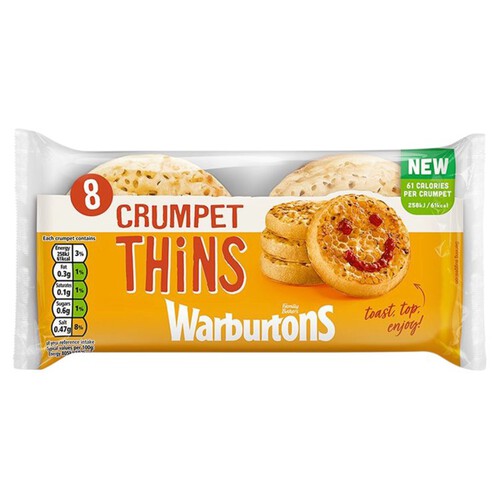 Warburtons 8 Crumpet Thins