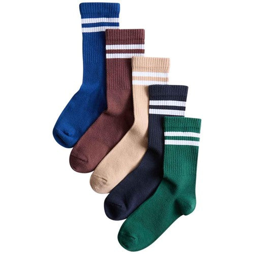 M&S Boys Striped Ribbed Socks, 6-8 Small, Multi