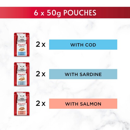 Gourmet Mon Petit Fish Variety Cod Sardine & Salmon Wet Cat Food