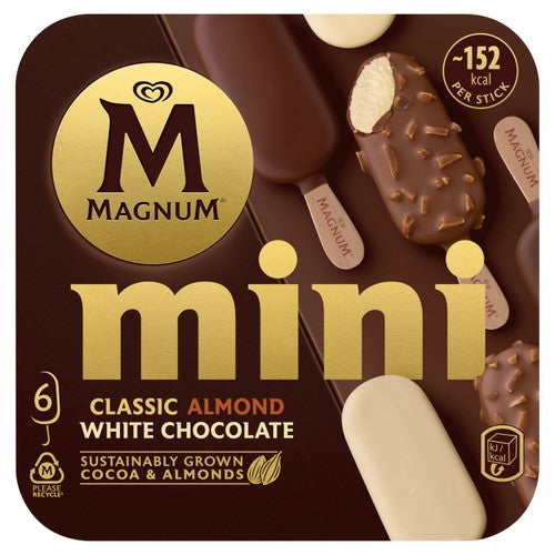 Magnum Mini Classic Almond & White Chocolate Ice Cream Sticks 6 x 55ml