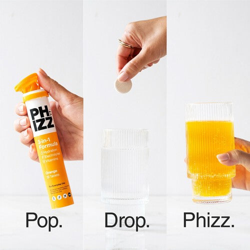 Phizz Orange Multivitamin, Hydration & Electrolyte Effervescent Tablets