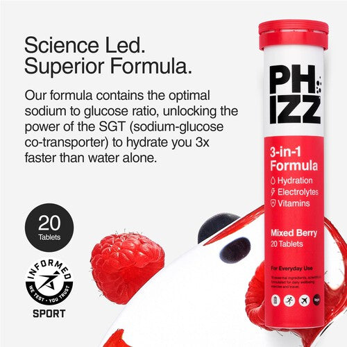 Phizz Mixed Berry 3-in-1 Hydration, Electrolytes and Vitamins Effervescent
