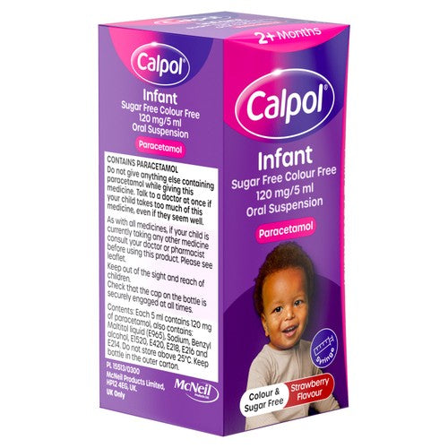 Calpol Infant Sugar Free & Colour Free Oral Suspension Strawberry 2+ Months