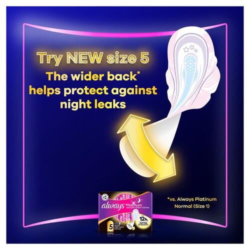 Always Platinum Secure Night Sanitary Towels Wings Size 4
