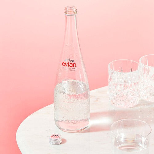 Evian Still Mineral Water Glass Bottle