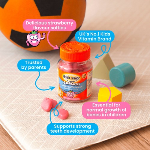 Haliborange Kid's Softies Calcium & Vitamin D Strawberry Gummies 3-12yrs