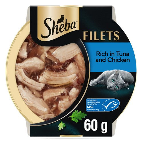 Sheba Fillets Cat Food Tray Chicken and MSC Tuna in Gravy
