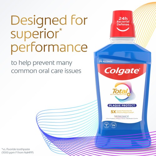Colgate Total Plaque Protect Peppermint Mouthwash 500ml