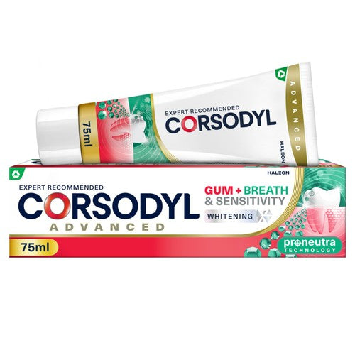 Corsodyl Gum+ Breath & Sensitivity Whitening Toothpaste 75ml