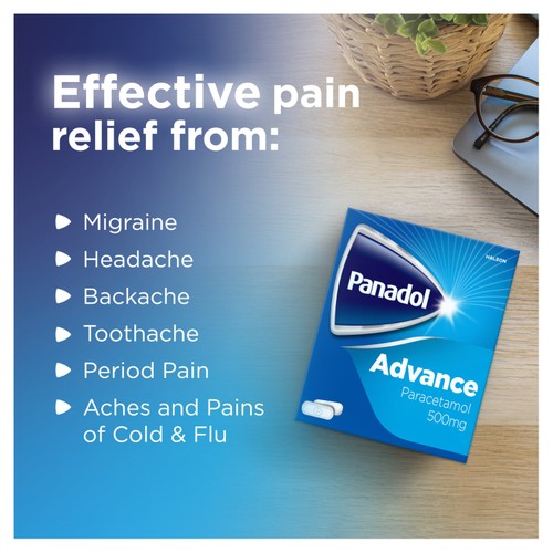 Panadol Advance Paracetamol Pain Killers 500mg Tablets