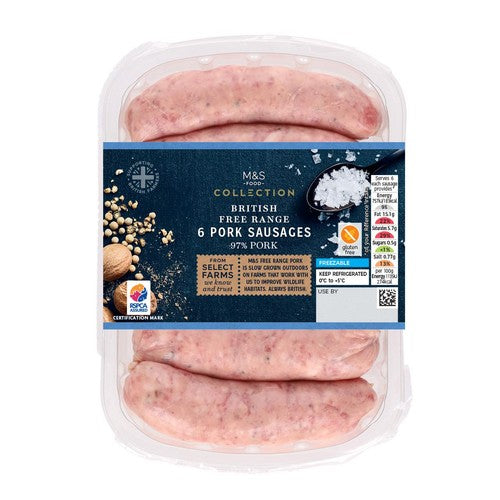 M&S Collection British 6 Free Range Pork Sausages