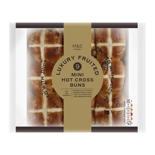 M&S 9 Mini Luxury Fruited Hot Cross Buns