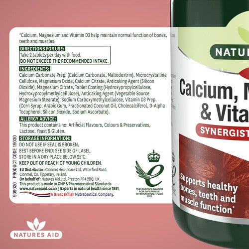 Natures Aid Calcium, Magnesium & Vitamin D3 Tablets
