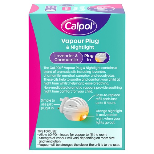 Calpol Vapour Plug & Nightlight + 3 Refill Pads Lavender & Chamomile