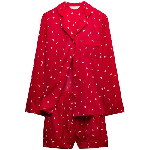 Womens Satin PJs Revere Set, 10, Red