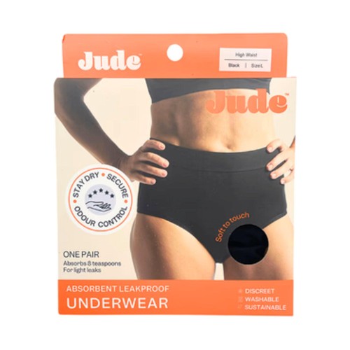 Jude Washable Absorbent High Waist Pants Black Large
