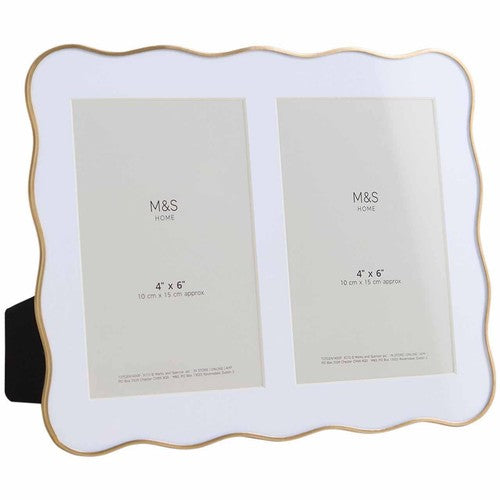 M&S Wiggle Double Photo Frame 4x6 inch, Gold