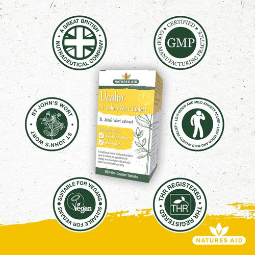 Natures Aid Ucalm 300mg T St John's Wort Extract Tablets