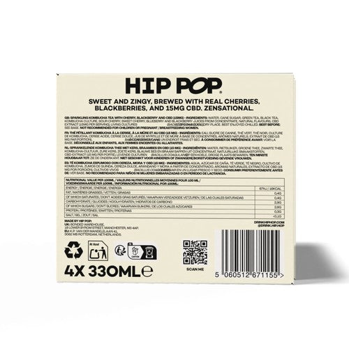 Hip Pop Cherry & Blackberry CBD Kombucha