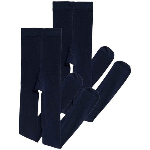 M&S Girls Cotton Rich School Tights, 7-8 Years, Navy