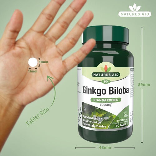 Natures Aid Ginkgo Biloba Supplement Tablets 6000mg