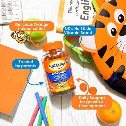 Haliborange Kid's Softies Omega-3 & Multivitamin Orange Gummies 3-12yrs