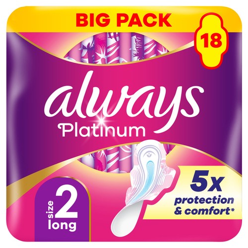 Always Platinum Long Sanitary Towels Wings Size 2